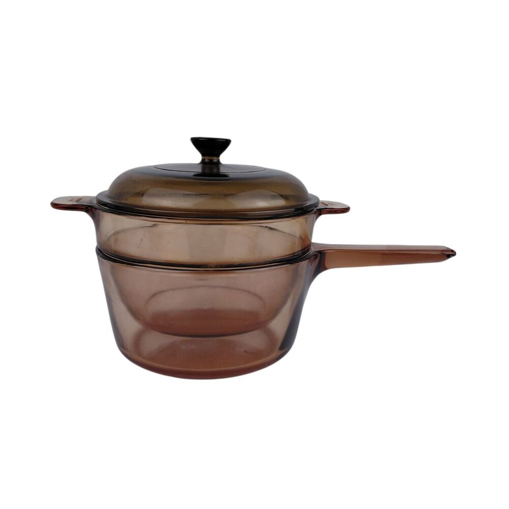 Vision Corning Glass Cookware Double Boiler 3 Piece Amber 1.5 L. #6